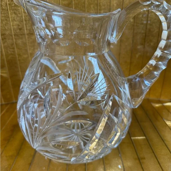 VTG American brilliant. Cut crystal pitcher art deco